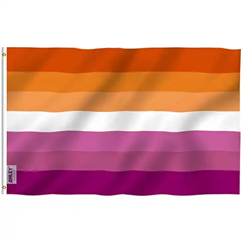 Anley Fly Breeze 3x5 Feet Sunset Lesbian Pride Flag - Vivid Color and Fade proof - Canvas Header and Double Stitched - Sunset Pride with Brass Grommets 3 X 5 Ft