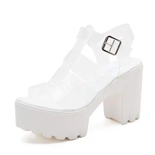 MACKIN J 625-1 Clear Sandals Chunky Heel Platform Wedge Sandals