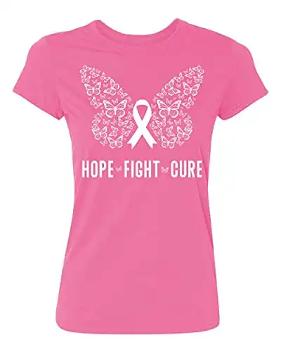 Kropsis Butterfly Ribbon Pink Hope Fight Cure I Breast Cancer Awareness Support Women's T-Shirt