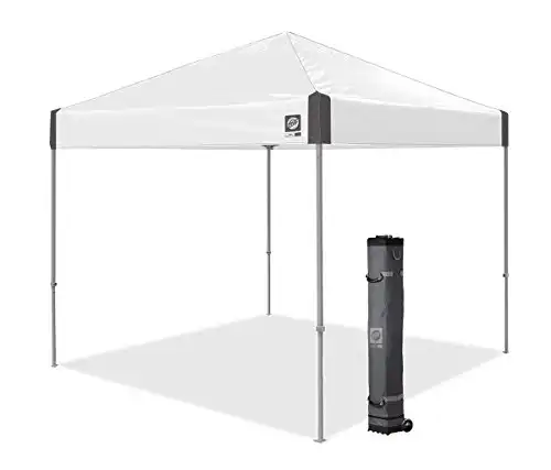 E-Z UP AMB3SSGF10WH Ambassador, 10' x 10', Roller Bag and 4 Piece Spike Set, White Slate Instant Tent Shelter Canopy