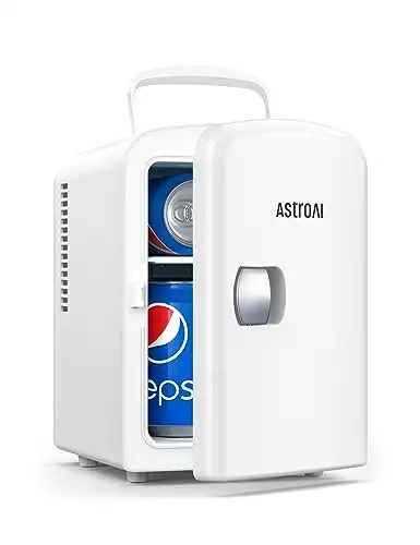 AstroAI Mini Fridge, 4 Liter/6 Can AC/DC Portable Thermoelectric Cooler and Warmer Refrigerators for Mother's Day Gift, Skincare, Beverage, Home, Office and Car, ETL Listed (White