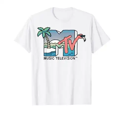 MTV Beach Island Flamingo Logo Vintage Graphic T-Shirt T-Shirt