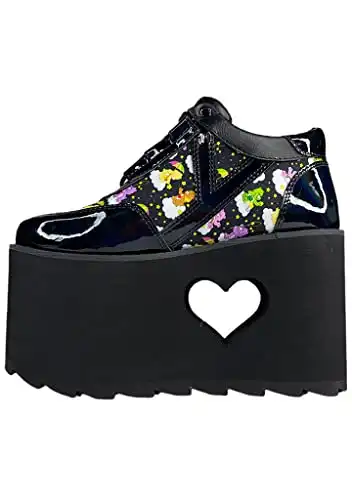 YRU Qozmo Lo Care Bears Platform Sneakers in Black Sky - Rave Festival EDM Techno Goth Kawaii (Numeric_10)