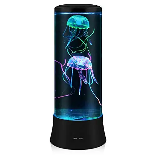 EDIER LED Fantasy Jellyfish Lava Lamp - Round Real Aquarium 7 Color Setting Tank Mood Light Decorations for Home Office Decor Great Gifts Kids