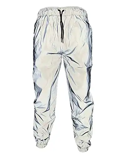 Reflective Pants Men Brand Hip Hop Dance Fluorescent Trousers Casual Harajuku Night Sporting Jogger Pants Gray