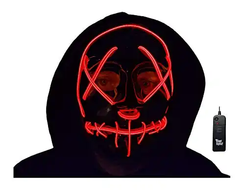 Trippy Lights Purge Mask LED Light Up Classic Style Mask for Halloween, Costumes and Parties