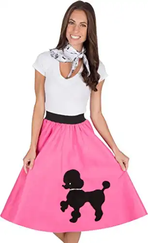 Adult Poodle Skirt with Musical Note Printed Scarf Hot Pink One Size