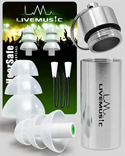 LiveMus!c HearSafe Ear Plugs - High Fidelity Earplugs for Musician, Concert, Drummer, DJ & Clubbing - Reusable, Comfortable - Noise Protection, Cancelling (Standard Size)