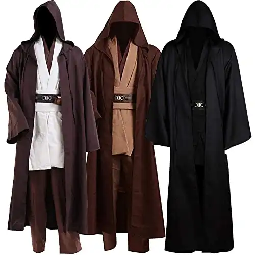 Laku Tunic Costume Men's Tunic Hooded Robe Full Set Halloween Cosplay Costume Cloak Set (X-Small, Black)