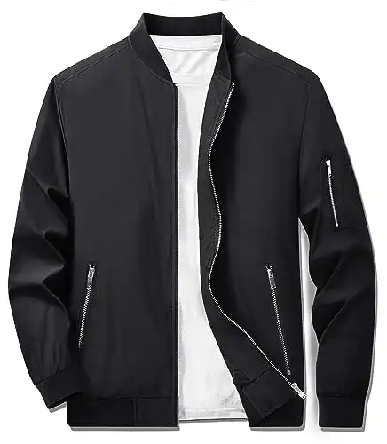 TACVASEN Men's Lightweight Jacket Casual Spring Fall Windbreaker Bomber Zip Up Coat with Pocket