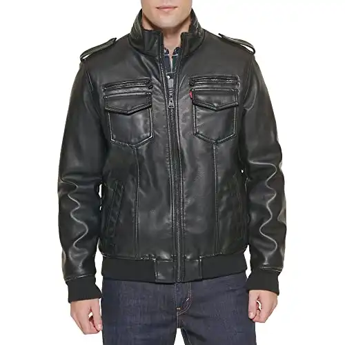 Levi's Men's Faux Leather Sherpa Aviator Bomber Jacket