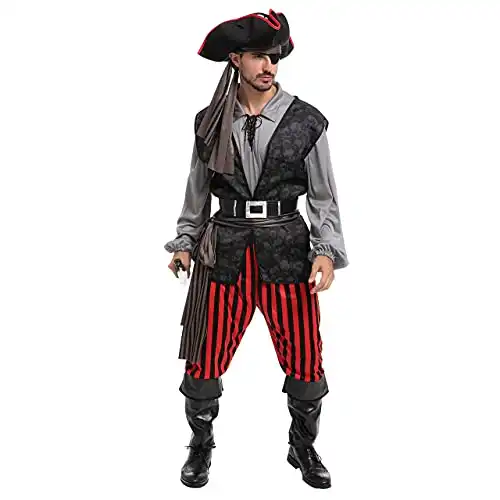 Spooktacular Creations Adult Men Pirate Costume for Halloween, Costume Party, Trick or Treating, Cosplay Party (Small)