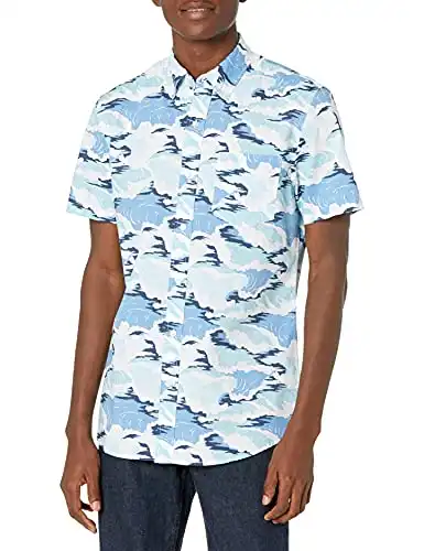 Goodthreads Men's Standard-Fit Short-Sleeve Printed Poplin Shirt