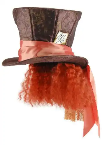 Disney Alice in Wonderland Mad Hatter Costume Hat with Hair