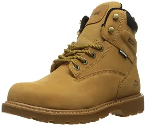 WOLVERINE Men's Floorhand Waterproof 6" Steel Toe Work Boot, Wheat, 7