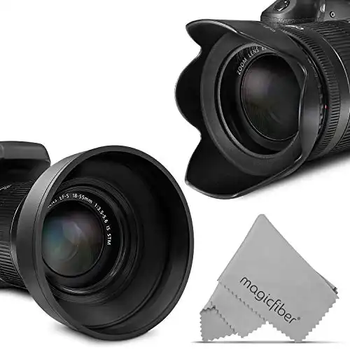 58MM Lens Hood Set (Tulip Flower + Collapsible Rubber Lens Hood)