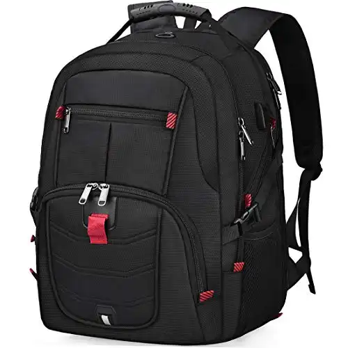 NUBILY Laptop Backpack 17 Inch Waterproof Extra Large TSA Travel Backpack Anti Theft College Business Mens Backpacks with USB Charging Port 17.3 Gaming Computer Backpack for Women Men Black 45L