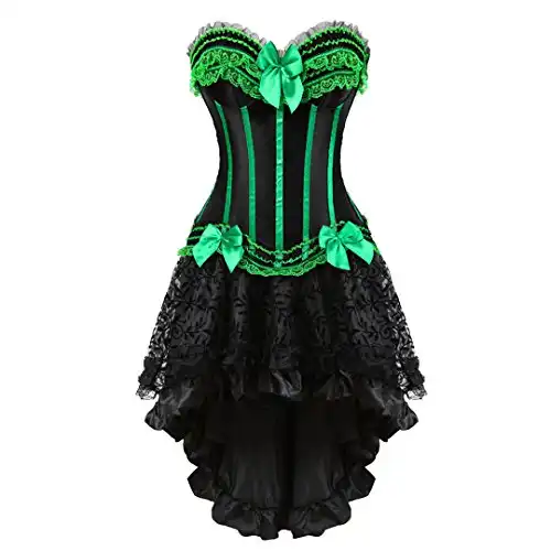 Kranchungel Steampunk Corset Skirt Renaissance Corset Dress for Women Gothic Burlesque Corsets Costumes