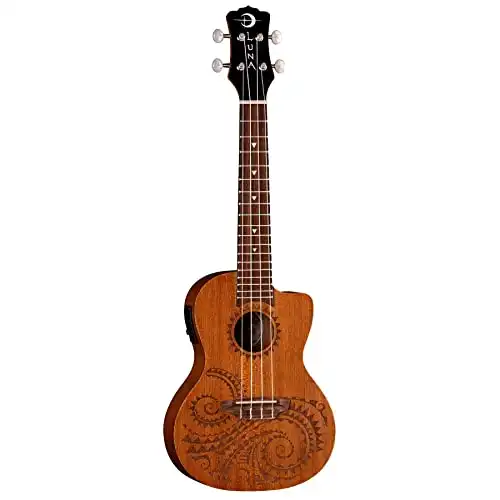 Luna Tattoo Concert Mahogany Acoustic/Electric Ukulele with Preamp & Gig Bag