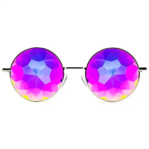 GloFX Imagine Kaleidoscope Glasses - Metal Frame - Rainbow Diffraction Rave EDM Festival