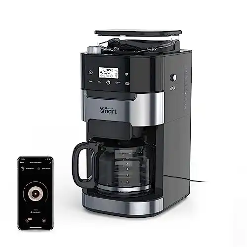 atomi smart Coffee Maker with Burr Grinder - 8 Grind Settings, 12-Cup Glass Carafe, Reusable Filter, Customization Features, Control with Voice or App, Works with Alexa and Google Assistant