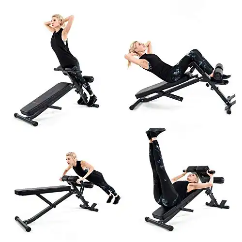 Vanswe Adjustable Ab Bench Multi-Functional Weight Bench for Full Body Workout All-in-One with Hyper Back Extension Machine Sit up Bench Roman Chair Flat Bench Decline Bench for Commercial Home Gym