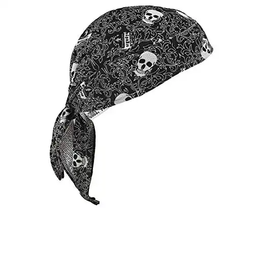 Ergodyne Chill-Its 6615 Performance Bandana Do Rag Skull Cap,unisex Terry Cloth Sweatband, Moisture Wicking, Skulls