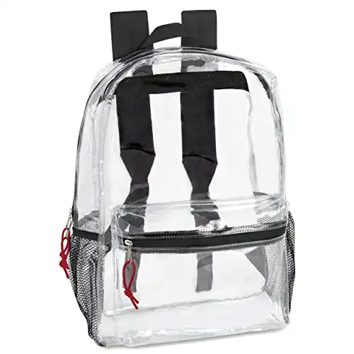 Trail maker Clear Backpack With Reinforced Straps & Front Accessory Pocket - Perfect for School, Security, & Sporting Events