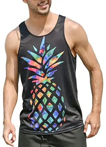 Goodstoworld Mens 3D Tank Top Novelty Graphic Breathable Quick Dry Sleeveless Beach Shirt S-4XL