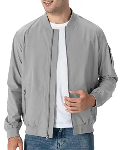 TBMPOY Men's Windproof Bomber Jackets Lightweight Track Jackets Windbreaker Outdoor Golf Fashion Coat