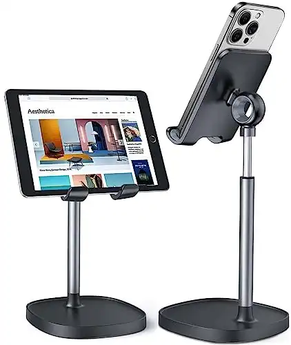 LISEN Cell Phone Stand, Height Angle Adjustable Phone Stand for Desk, Thick Case Friendly Phone Holder Stand, Taller iPhone Stand Compatible with All Mobile Phones,iPhone, Switch,iPad,Tablet(4-10in)