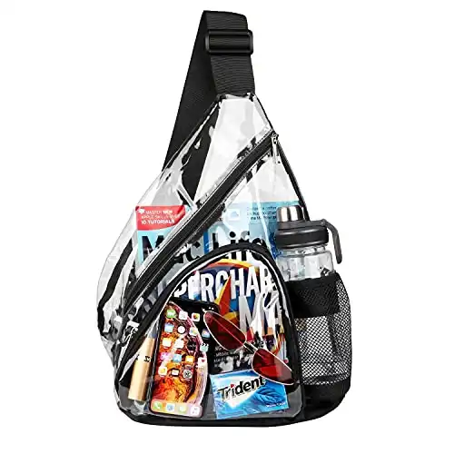 HULISEN Clear Sling Bag, Clear Bag Stadium Approved, Transparent Shoulder Crossbody Backpack Chest Casual Daypack