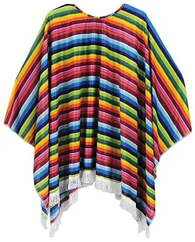 Beistle Cinco De Mayo Mexican Fiesta Serape Poncho Costume Accessory, One Size, Multicolored, Fits