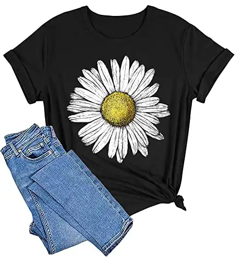 Sunflower Shirts for Women Flower Graphic Tees Shirts Inspirational Tees Casual Faith Shirt Tops