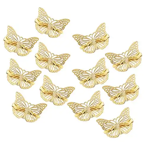 OBTANIM Butterfly Hair Clips, 12 Pcs Cute Metal Butterfly Hair Claw Pins Barrettes Accessories for Girls and Women (Gold)