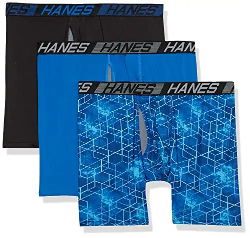 Hanes Total Support Pouch Men's Boxer Briefs Pack, X-Temp Cooling, Anti-Chafing, Moisture-Wicking Underwear,Trunks Available