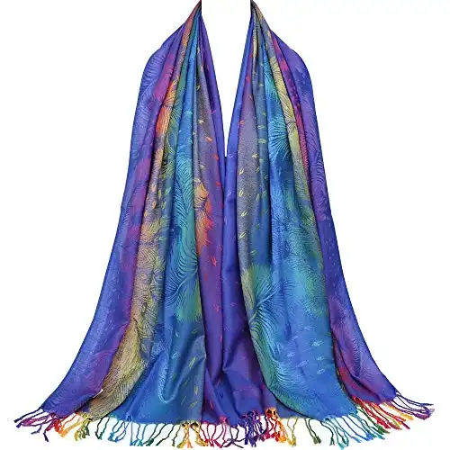 Neelamvar Colorful flowers Jacquard cotton pashmina Women Wrap Shawl tassels Scarves