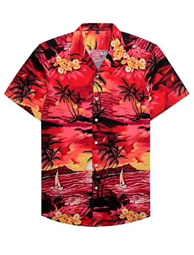 Alimens & Gentle 100% Cotton Regular Fit Short Sleeve Casual Hawaiian Shirt for Men