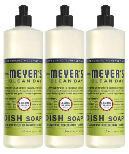 Mrs. Meyer's Liquid Dish Soap, Biodegradable Formula, Lemon Verbena, 16 Fl. Oz - Pack Of 3