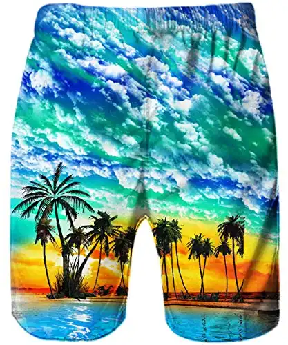 TUONROAD Mens Funny Swim Trunks Quick Dry Beachwear Sports Running Swim Board Shorts Mesh Lining