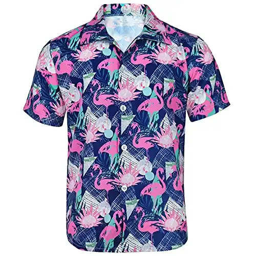 Mens Hawaiian Aloha Beach Shirt - Hawaiian Shirts for Men Print Button Down Shirt