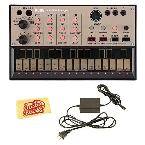 Korg Volca Keys Analogue Loop Synth Bundle with Power Supply and Austin Bazaar Polishing Cloth